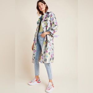 Anthropologie x Delpozo Floral Jacquard Botanical Print Trench Coat Size 12 NWT